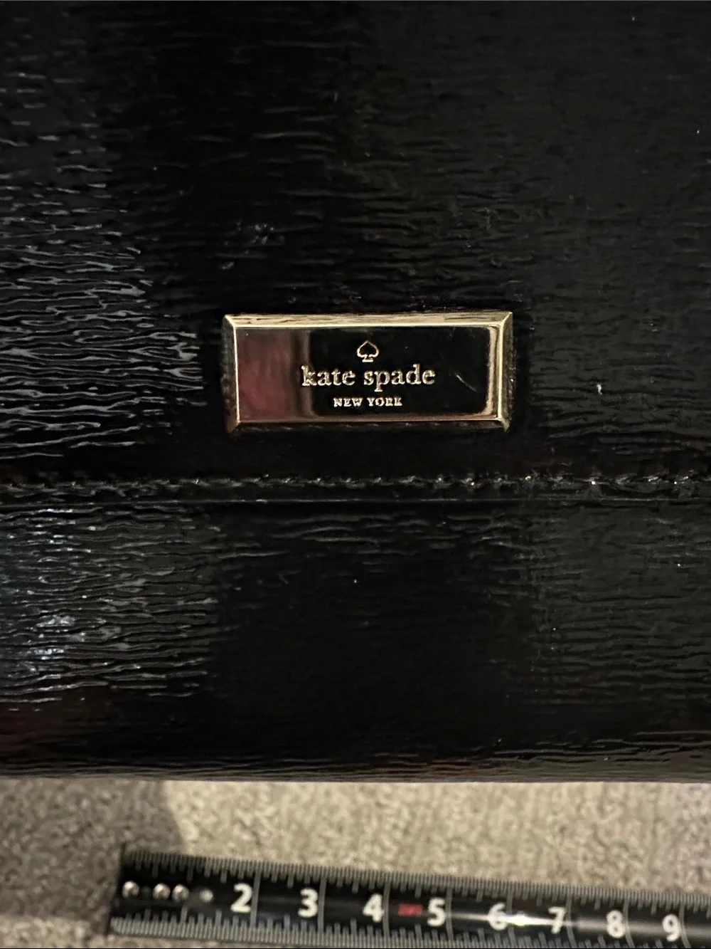 kate spade Black Patent Crossbody with Gold Plaque